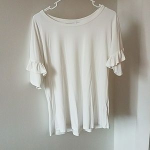 White ruffle 3/4 sleeve Shirt
